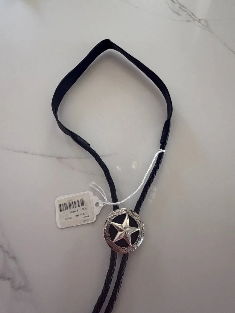 Bolo Tie with Silver 3D Star and Comfort Strap